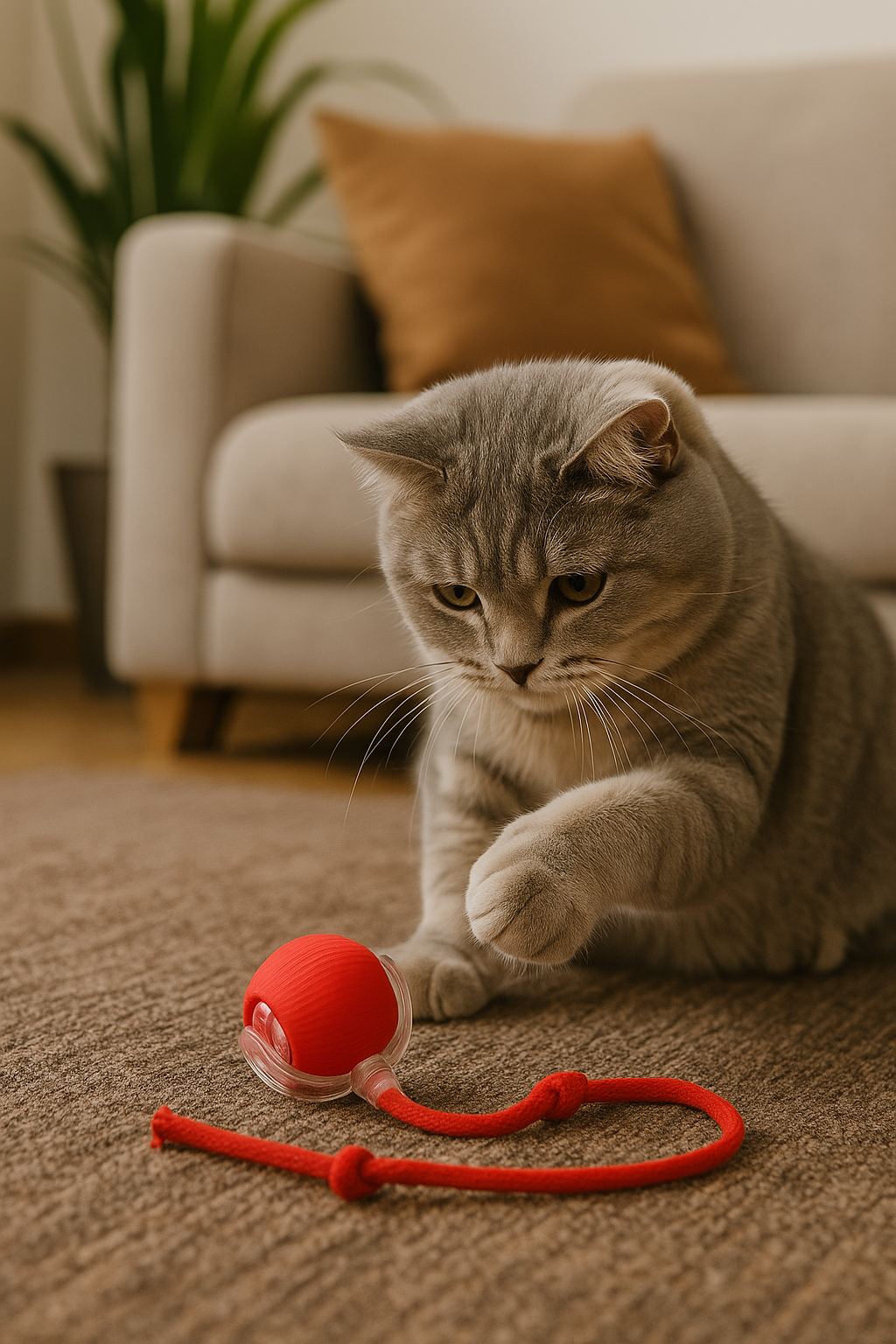 Rechargeable Interactive Cat Toy Ball with Tail