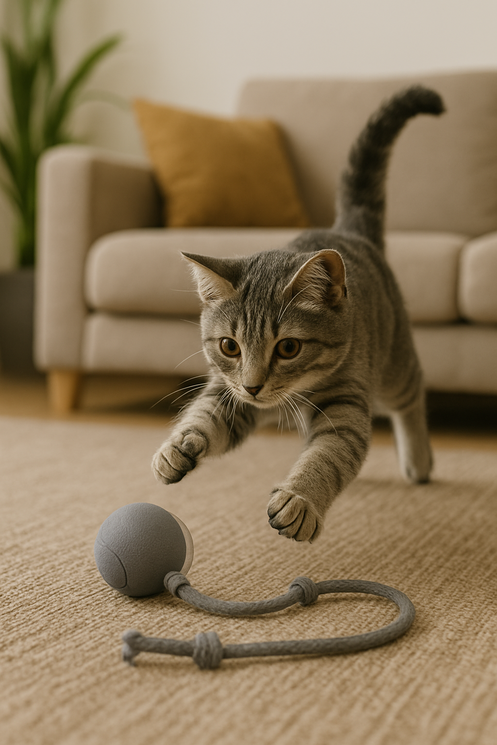 Rechargeable Interactive Cat Toy Ball with Tail